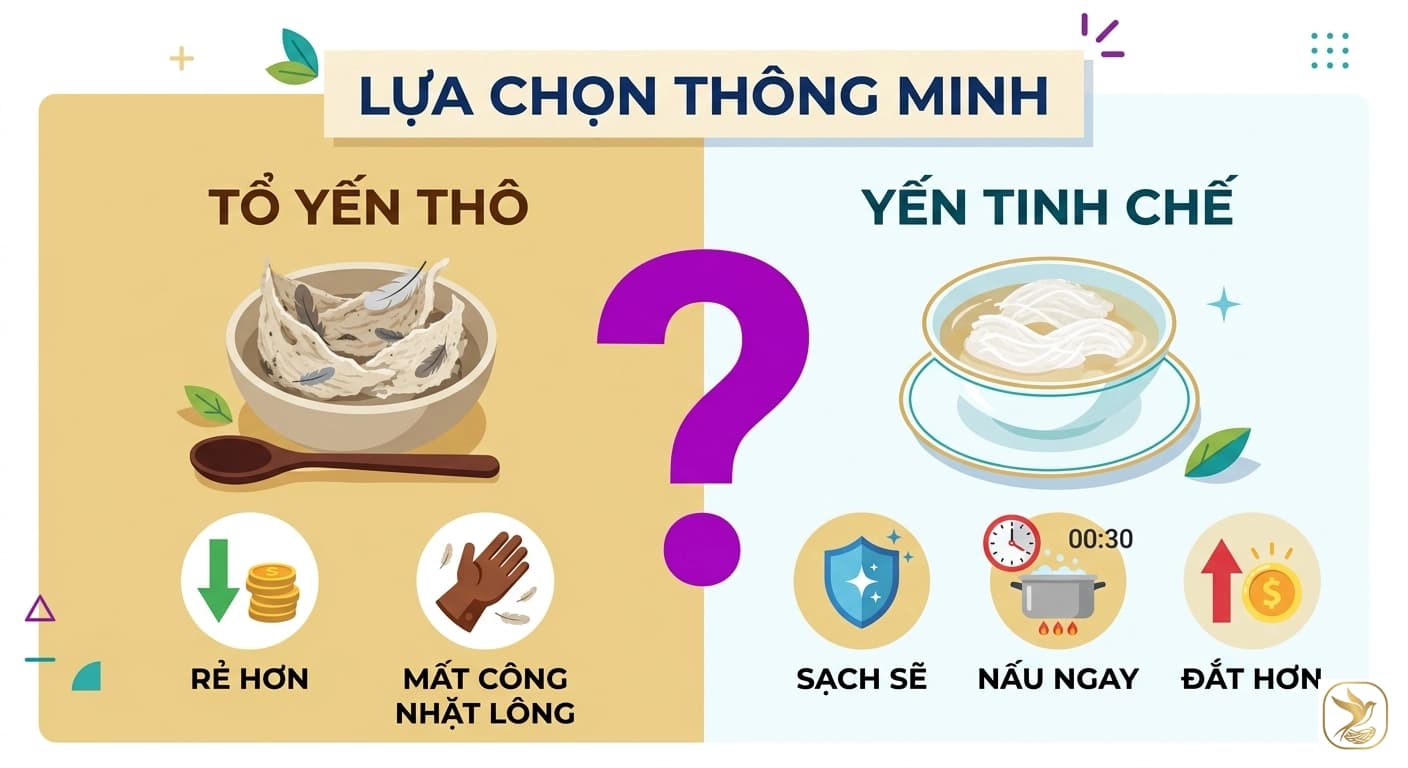 Yến thô và yến tinh chế: Nên mua loại nào tốt hơn?